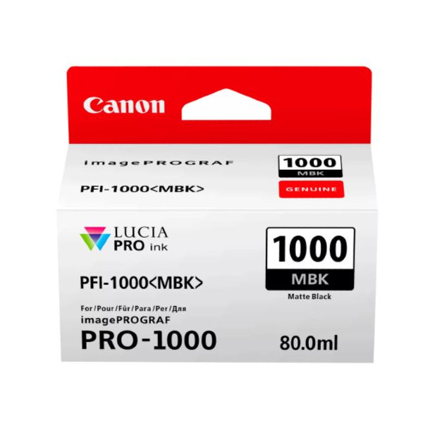 Canon Cartuccia Inchiostro Nero Opaco MBK PFI-1000 x Stampante Canon ImagePrograf PRO-1000 Canon Cartuccia Inchiostro Nero Opaco MBK PFI-1000 x Stampante Canon ImagePrograf PRO-1000